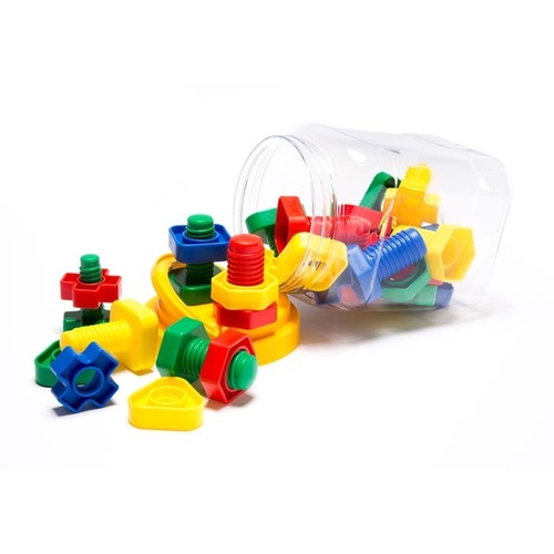 Plastic Toy Nuts & Bolts Jar