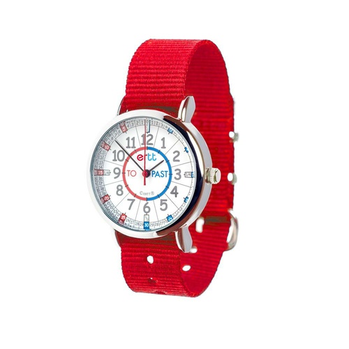 Easy Read Kids Watch Red Band  (Red+Blue face) Learn to tell the time ( Past and To )