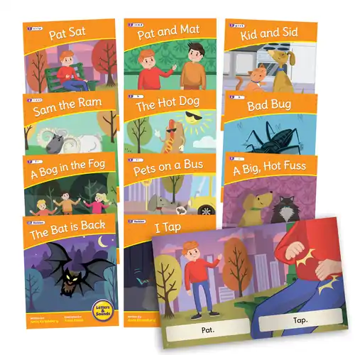 12 Decodable Readers Set 2 Phase 2 - Letter Sounds - Fiction Books - By Beanstalk Books
