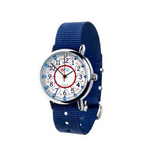 12/24 HOUR -  Blue with Red/Blue Face - Easy Read Kids Watch Learn to tell the time