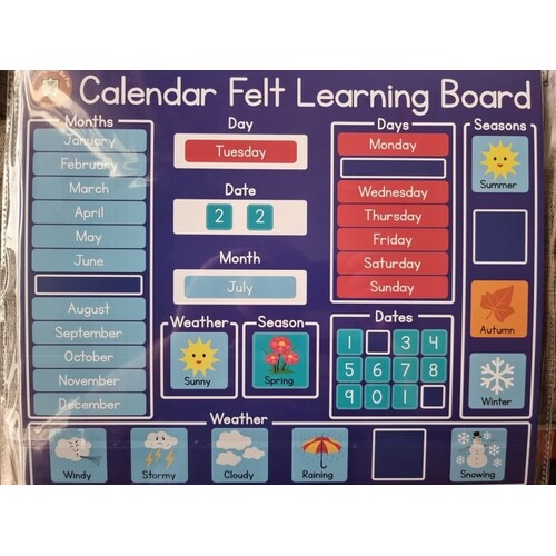 Felt Learning Board - My First Calendar and Weather Chart - LFLBC