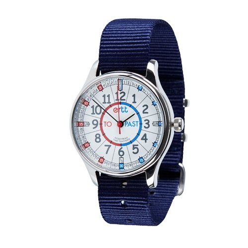 50m Waterproof Easy Read Kids Watch (Blue with Red/Blue face) Learn to tell the time
